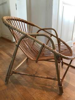 Fauteuil corbeille bambou, assise très confortable, parfait dans un jardin, véranda, chambre, salon, dimensions : H 68 cm, l 57 cm, P 75 cm, H assise 33 cm.