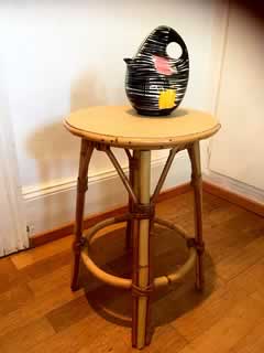 Tabouret bambou, dimensions : hauteur 47cm, Ø 33cm.