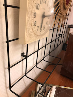 Porte manteau mural de Karl Fichtel pour Drahtwerke Erlau, made in Germany 50’, porte chapeau et porte parapluie, 5 crochets, dimensions: H 120, L 80, P 24.