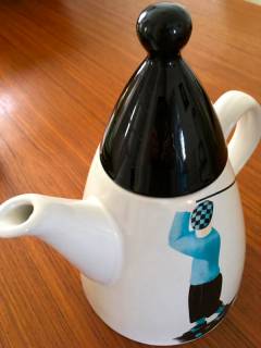 Théière en céramique, décoration: joueur de golf vintage, H 22.